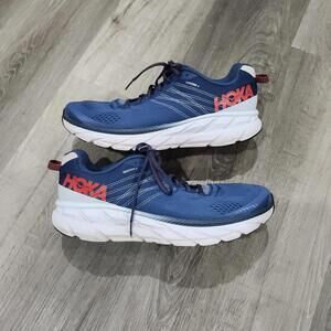 Hoka One One Clifton 6 Running Gym Exercise Shoes Blue Red 1102872 EBPA Mens 12